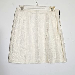 Vince Camuto ivory with Gold Shimmer Floral Lace Overlay a-line skirt 4
